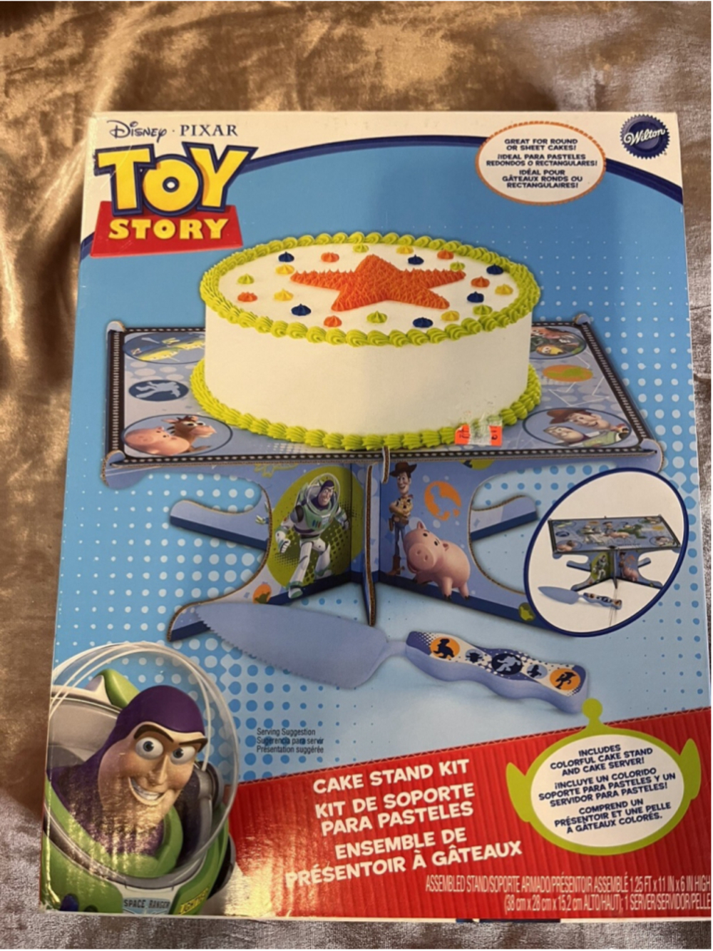New Disney Toy Story Cake Stand Kit Kids Party Cakes Holder Plate Square Buzz